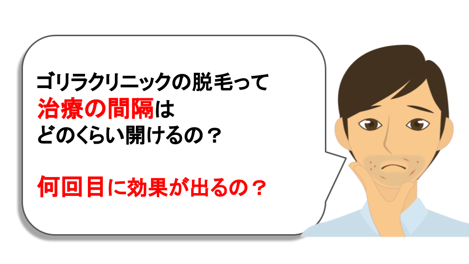 ゴリラクリニック｜ヒゲ脱毛の治療の間隔はどのくらい開けるべき？何回目から効果が現れるの？